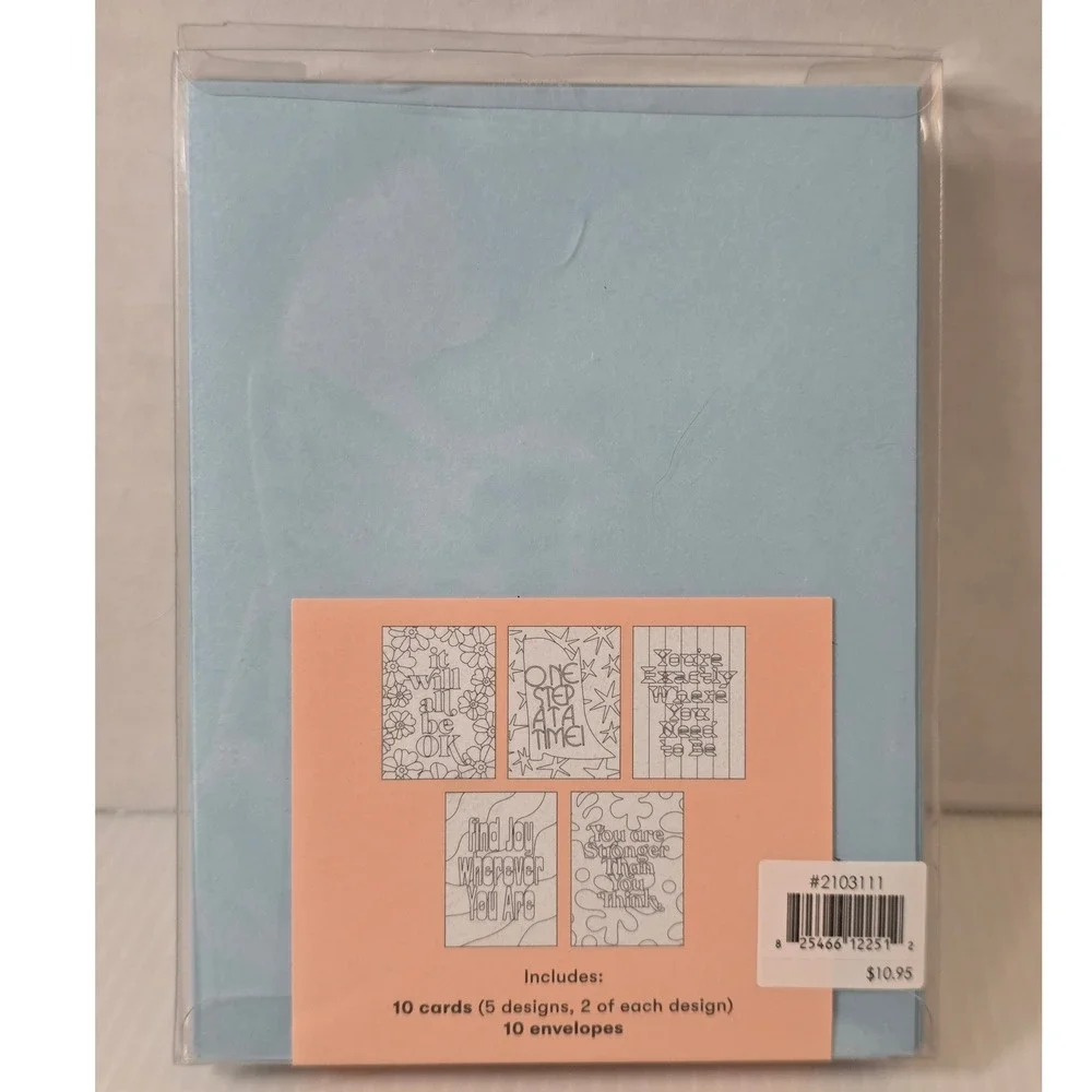 Ban.do‎ Color In Notecard Set 10 Cards Envelopes Motivational Open Box